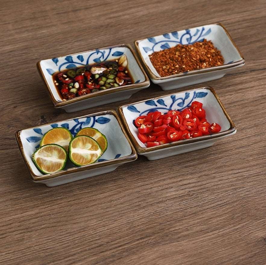 Rectangular Ceramic Commercial Specialty Store Gourmet Restaurant Dipped In Vinegar Soy Sauce Dish